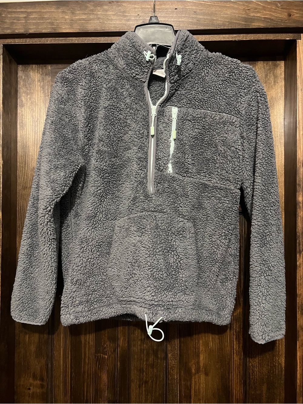 PINK Victoria's Secret Gray Sherpa Half-Zip Pullover